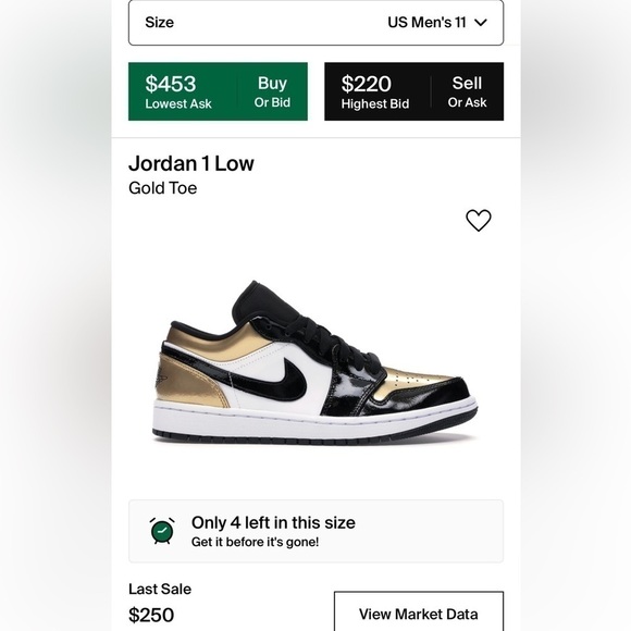 Jordan 1 Low Gold Toe Mens Size 11 GUC - Picture 5 of 5